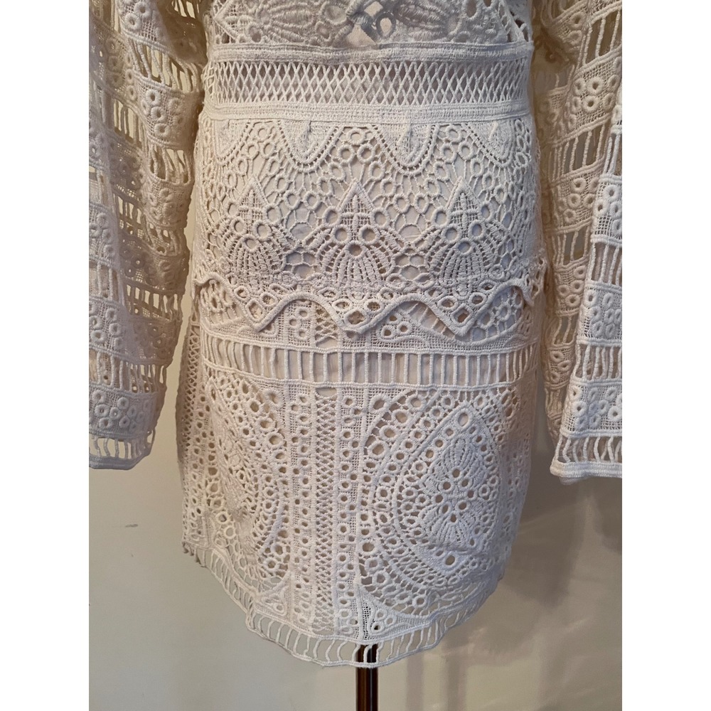 Jens Pirate Booty Isabella Crochet Lace Mini Dress Cream Boho Tassel Small - Picture 10 of 10